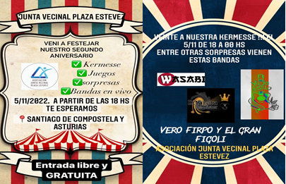 Festejos por el 2° Aniversario de la Asociación Junta Vecinal Plaza Estévez