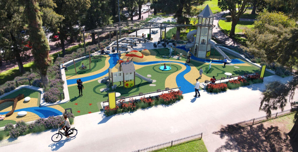 Las obras del patio de juegos de la Plaza Arenales en cuenta regresiva