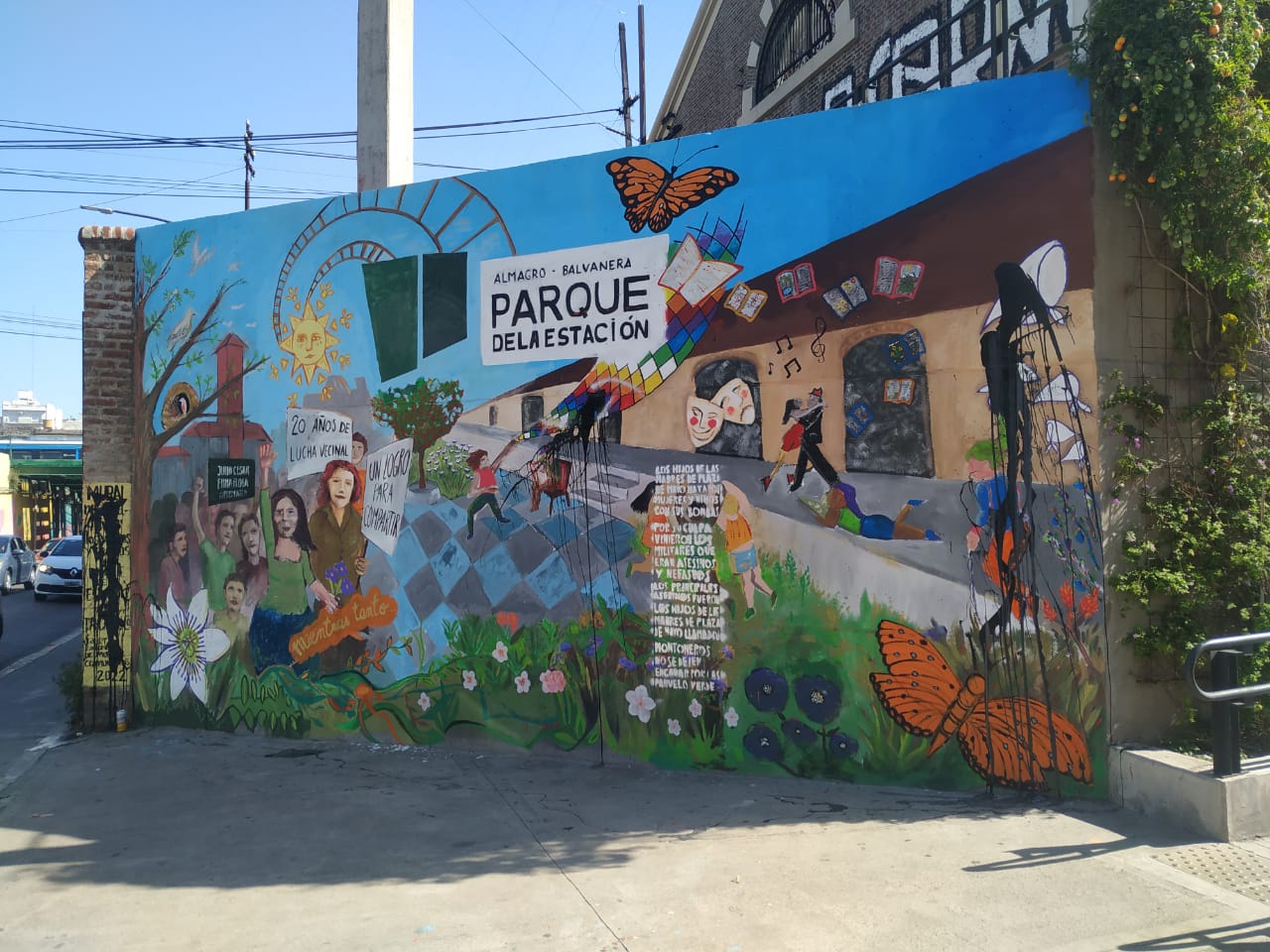 Parque de la Estación: vecinos repararán el mural de Anchorena y Perón que fue vandalizado