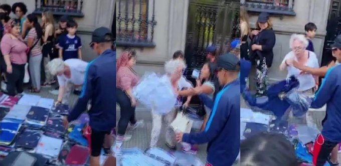 Balvanera: una mujer se enojó porque los manteros ocupaban la vereda y les revoleó la mercadería
