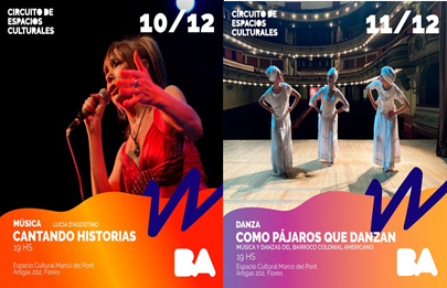 Cantando historias y Como pájaros que danzan en Flores