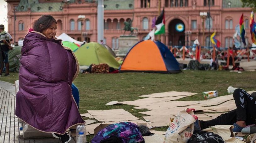 Acampes en el centro: por el indulto a Milagro Sala en Plaza de Mayo y Unidad Piquetera en Desarrollo Social