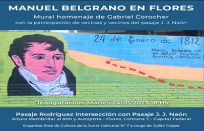 Presentan Homenaje a Manuel Belgrano en Flores