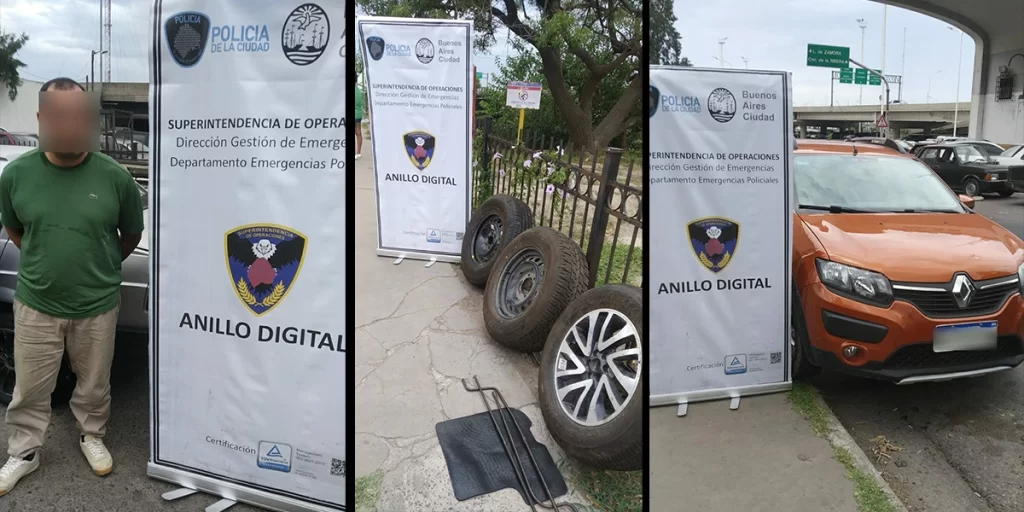 Robaba ruedas en Villa Devoto, fue detectado por el Anillo Digital y detenido en Budge