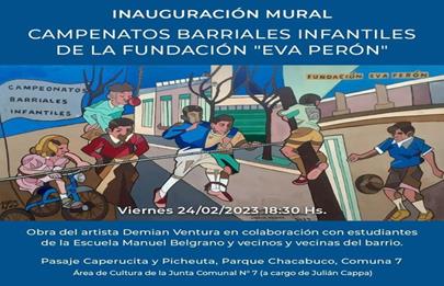 Inauguran mural campeonatos barriales infantiles de la fundación “Eva Perón”