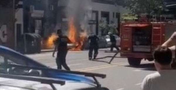 Por un escape de gas se incendio un auto en Colegiales