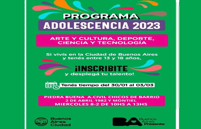 Inscripción al programa Adolescencia 2023 en Piedrabuena