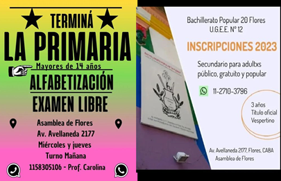 Termina tus estudios primarios y secundarios en Flores