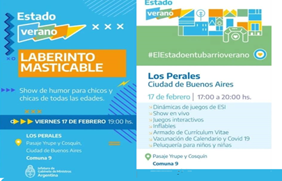 “El Estado en tu Barrio Verano” estará en Los Perales