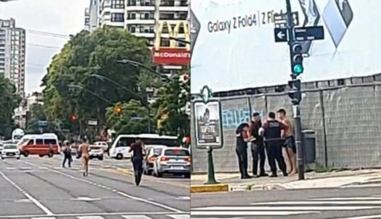 En Nuñez un runner corrió desnudo por Libertador altura OSN