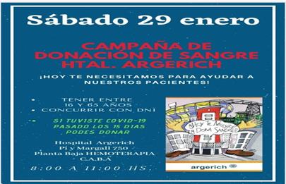 Campaña de donación de sangre para el hospital Argerich