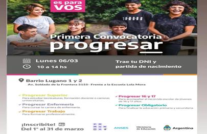 Primera convocatoria Progresar en Lugano 1 y 2
