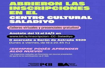 Últimos días para la inscripción a talleres en el Centro Cultural Saladiyo