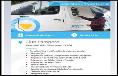 Operativo ANSES en el club Pampero de Lugano