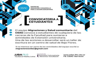 Convocatoria CIDAC para tarea en Bajo Flores