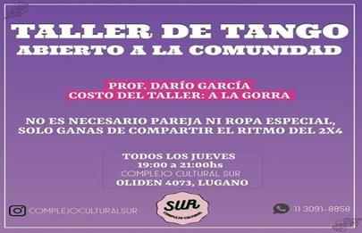 Taller de tango abierto a la comunidad en Lugano