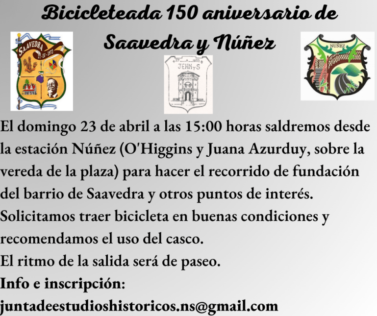 Bicicleteada por el 150° aniversario de Núñez y Saavedra