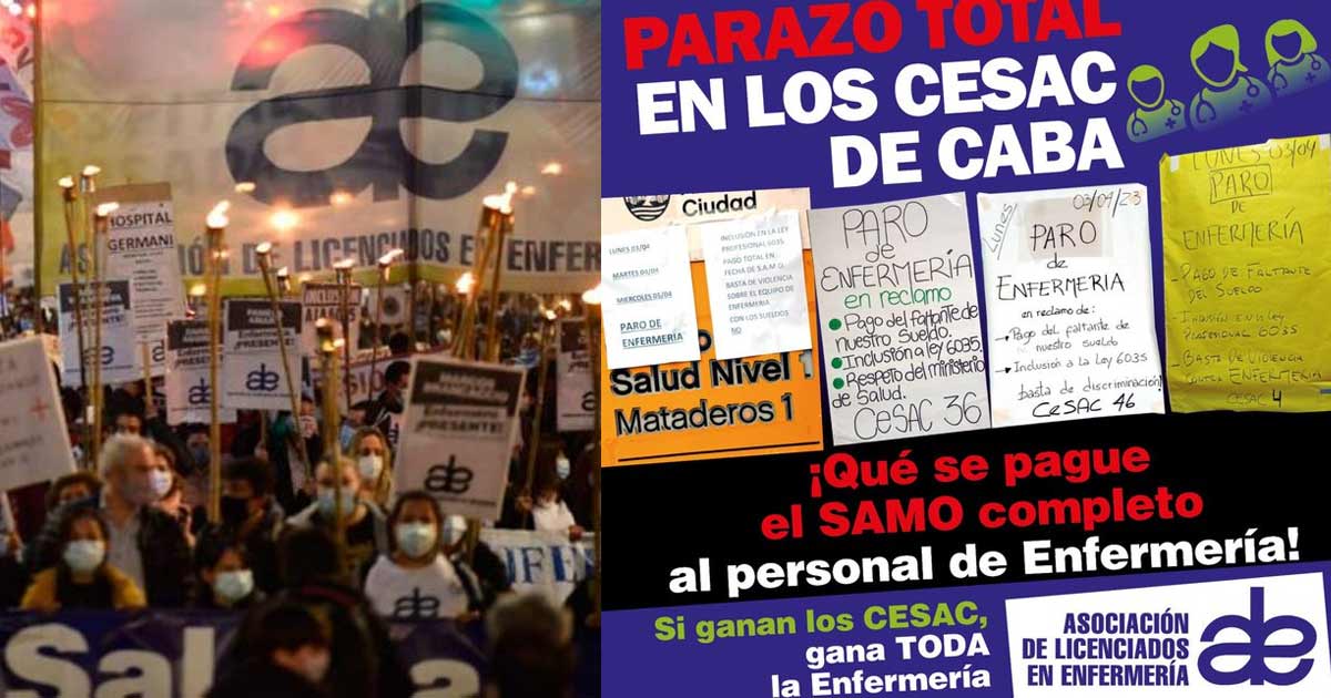 Continúan las medidas de fuerza de la Enfermería en los CESAC porteños