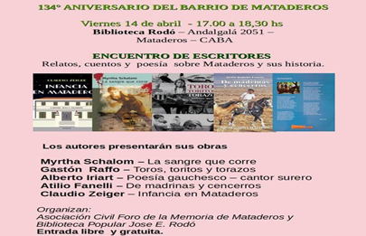 Encuentro de escritores en el 134° aniversario del barrio de Mataderos