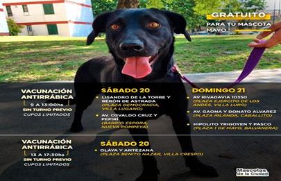 Vacunación antirrábica gratuita en Lugano y otros barrios porteños