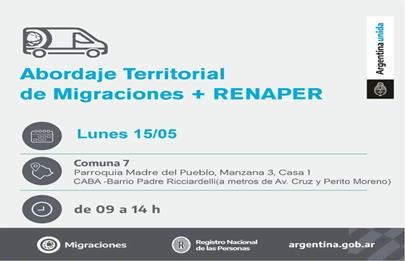 Operativo móvil de Renaper y Migraciones en Bajo Flores