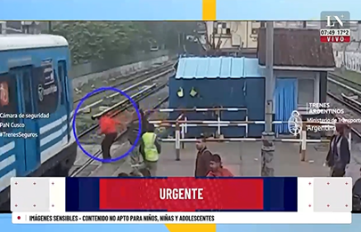 Un hombre se salvo de ser arrollado por un tren en Liniers