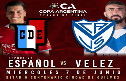 Deportivo Español y Vélez Sarsfield se enfrentan por el Copa Argentina