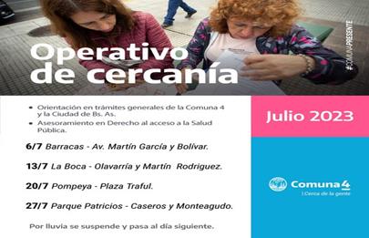 En julio continúan los Operativos de Cercanía en la Comuna 4