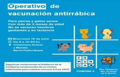 Operativo de vacunación antirrábica en el Barrio Piedrabuena