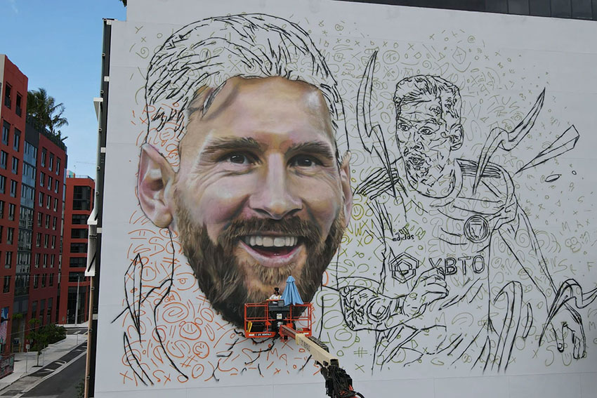 Un mural gigante de Messi estará listo para su llegada al Inter de Miami