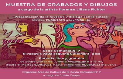 Muestra de grabados y dibujos en la sede comunal 7