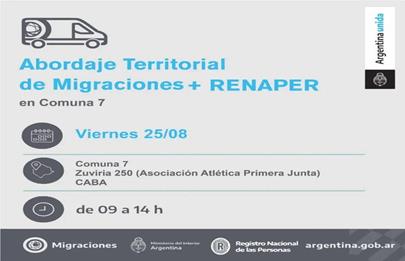 Operativo móvil de Renaper y Migraciones en Parque Chacabuco