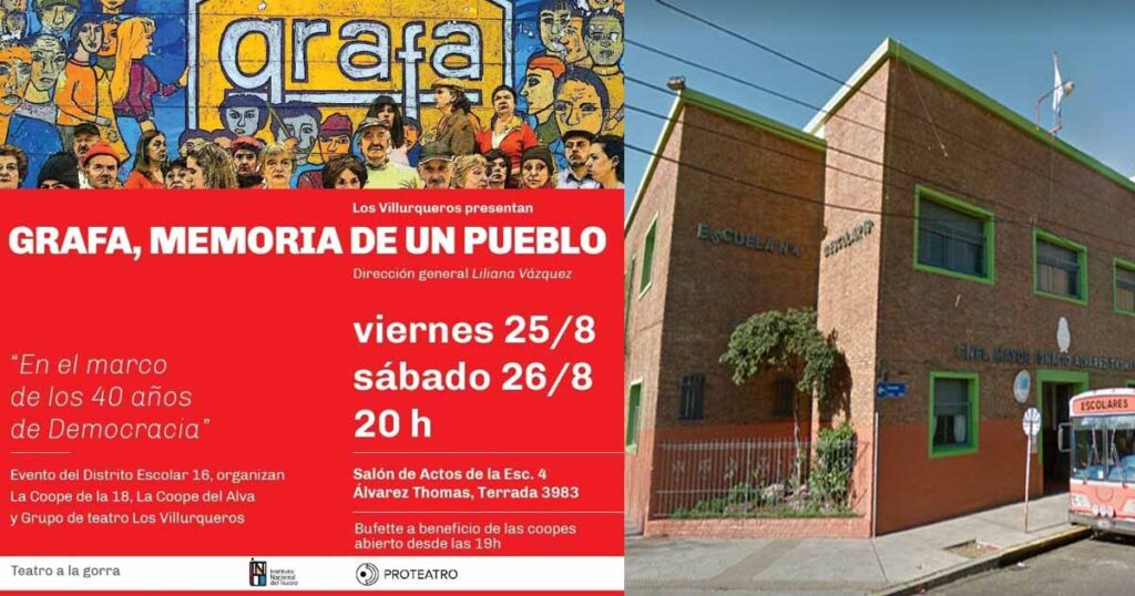 La obra de teatro “Grafa, Memoria de un Pueblo” se representará en una Escuela Pública de la Comuna 15