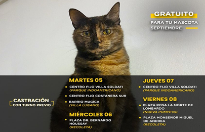Atención veterinaria y castraciones gratuitas en barrios porteños