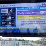 Varias estaciones de tren exhibieron carteles con el precio del boleto según cada candidato a presidente