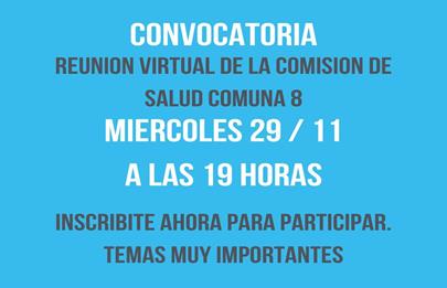 Está abierta la convocatoria para la reunión de la Comisión de salud de la comuna 8