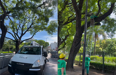 Trabajos en plazas de la comuna 7