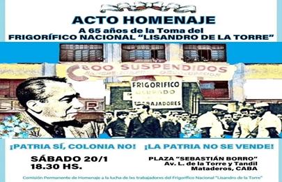 Nuevo acto aniversario de la Toma del Frigorífico Lisandro de la Torre