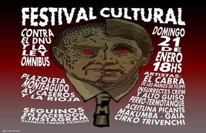 Festival cultural contra el DNU, la Ley Ómnibus y el protocolo antipiquetes
