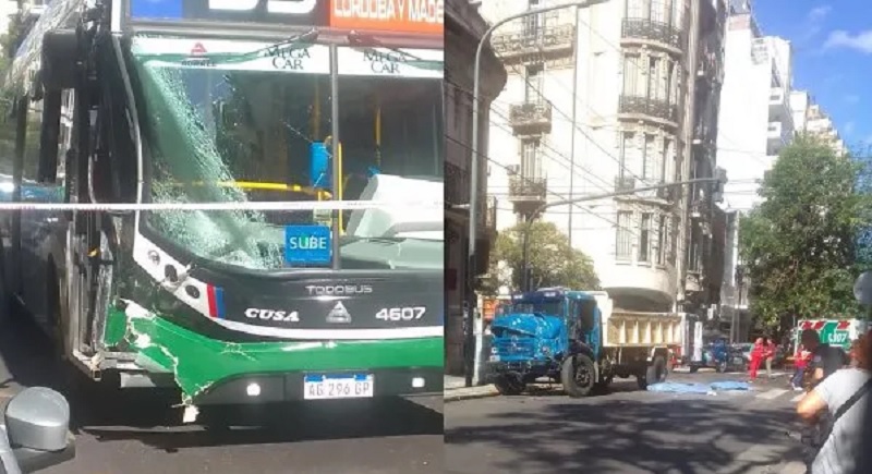 Balvanera: dos muertos y cinco heridos tras el choque de un camión y un colectivo en Viamonte y Paso