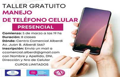 Taller sobre uso del celular en el Centro Comercial Alberdi