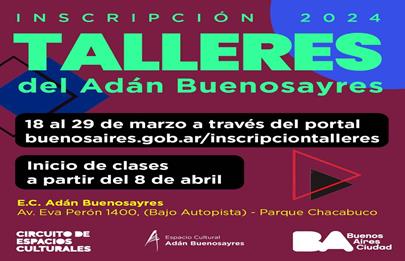Se vienen las inscripciones a talleres en el Espacio Cultural Adan Buenosayres