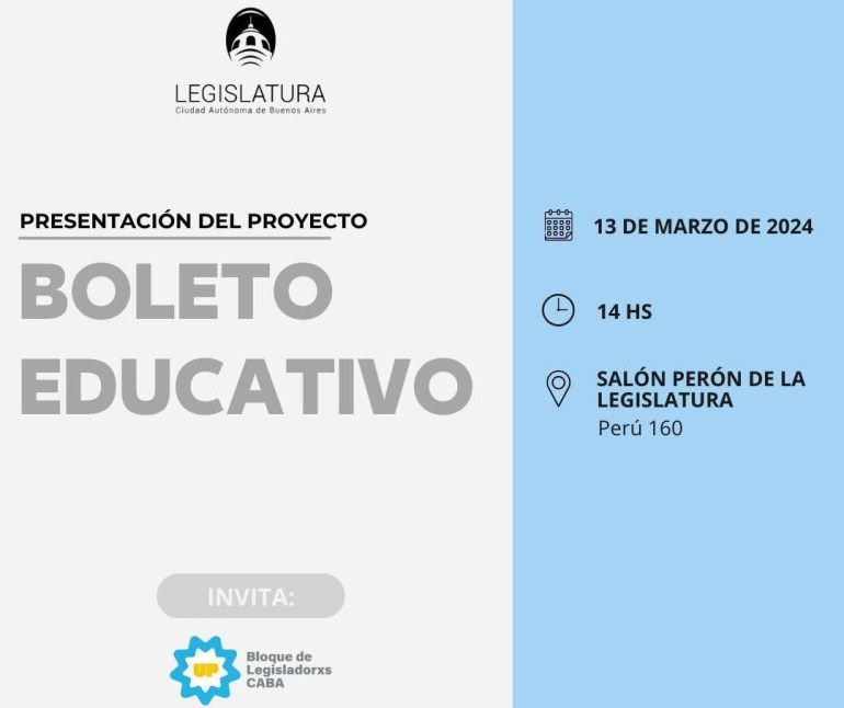 Presentación del proyecto de ley del boleto educativo en la Ciudad