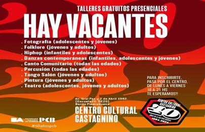 Talleres gratuitos en el Centro Cultural Castagnino