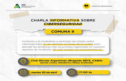 La comuna 9 convoca “Ciberseguridad en tu barrio”