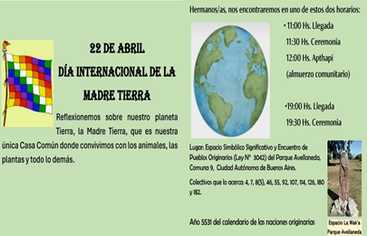 Festejos por el Dia internacional de la Madre Tierra en Parque Avellaneda