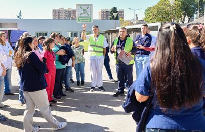 Simulacro de incendio en el hospital Garrahan