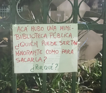 Piden la restitución de la Mini Biblioteca Pública Plaza Almagro