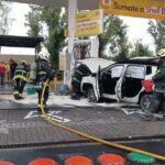 Retiro: un jugador de Estudiantes chocó su camioneta contra una estación de servicio y hubo tres heridos