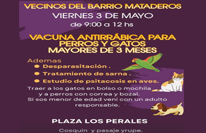 Vacunación antirrábica para perros y gatos en el barrio Los Perales
